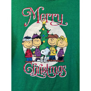 PEANUTS Unisex Kelly-Green Merry Christmas Short Sleeve Tee